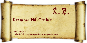 Krupka Nándor névjegykártya